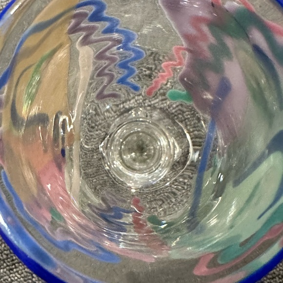 Bernstein Art Glass Goblets, Stemware, Vintage Art Glass Face Signed - Picture 8 of 11